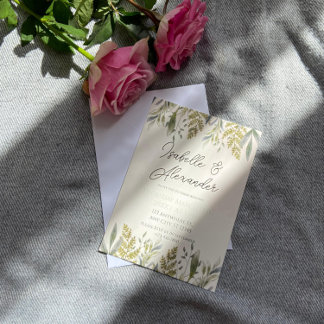 ほこりっぽい緑の結婚式招待状 招待状