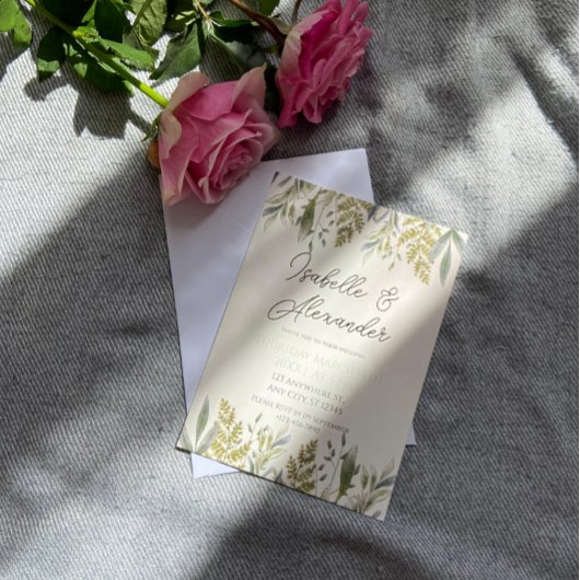 ほこりっぽい緑の結婚式招待状 招待状