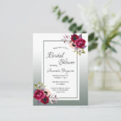 ほこりっぽい緑の花模様のブライダルシャワー招待状 ポストカード (スタンド正面)