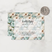 ほこりっぽい緑の花模様結婚の応答RSVP ノートカード (正面/裏面インサイチュ)
