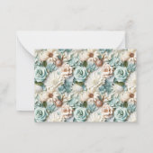 ほこりっぽい緑の花模様結婚の応答RSVP ノートカード (裏面)
