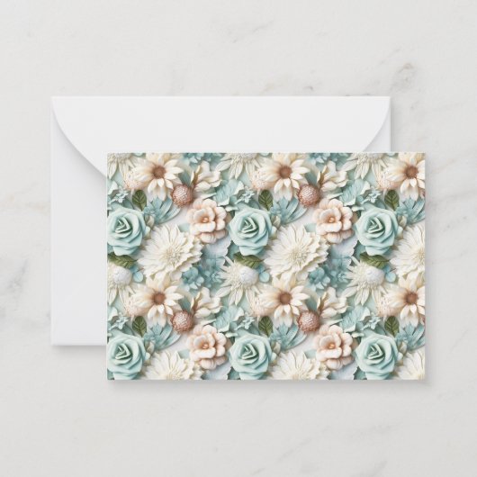 ほこりっぽい緑の花模様結婚の応答RSVP ノートカード (裏面)