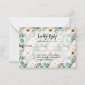 ほこりっぽい緑の花模様結婚の応答RSVP ノートカード (正面)