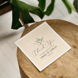 ほこりっぽい緑の葉ベージュクラフト紙 スタンダードカクテルナプキン