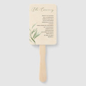 ほこりっぽい緑の葉ベージュクラフト紙 ハンドファン (裏面)