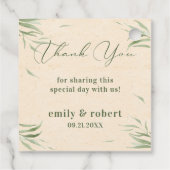 ほこりっぽい緑の葉ベージュクラフト紙 フェイバータグ (裏面)