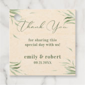 ほこりっぽい緑の葉ベージュクラフト紙 フェイバータグ (正面)