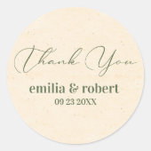 ほこりっぽい緑の葉ベージュ紙 ラウンドシール (正面)