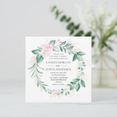 ほこりっぽい緑の金ゴールドユーカリ結婚カリ 招待状 (スタンド正面)