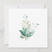 ほこりっぽい緑の金ゴールドユーカリ結婚カリ 招待状 (裏面)