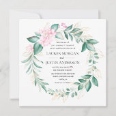 ほこりっぽい緑の金ゴールドユーカリ結婚カリ 招待状 (正面)