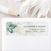 ほこりっぽい緑の金ゴールドユーカリ緑のアドレス ラベル (インサイチュ)