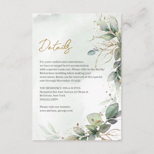 ほこりっぽい緑の離れ金ゴールドフレーム詳細 エンクロージャーカード (正面)