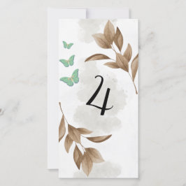 ほこりっぽい緑葉と蝶のテーブルno card