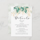 ほこりっぽい緑金ゴールドユーカリ緑披露宴 エンクロージャーカード (正面/裏面)