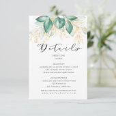 ほこりっぽい緑金ゴールドユーカリ緑披露宴 エンクロージャーカード (スタンド正面)