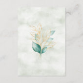 ほこりっぽい緑金ゴールドユーカリ緑披露宴 エンクロージャーカード (裏面)