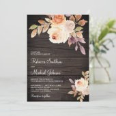 ほこりっぽい自然ピーチフローラオールインワン・ウッド結婚ズ 招待状 (スタンド正面)