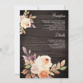 ほこりっぽい自然ピーチフローラオールインワン・ウッド結婚ズ 招待状 (裏面)