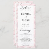 ほこりっぽい葉ピンク色の結婚式 プログラムと葉 (正面/裏面)