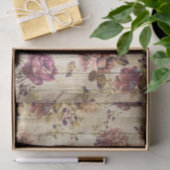 ほこりっぽい薄紫ピンクの花ライトベージュウッドプランク 薄葉紙 (ギフト)