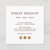 ほこりっぽい薄紫フォークアート花の正方形の名刺 スクエア名刺 (裏面)