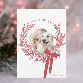 ほこりっぽい赤いクリスマスリースミニマル写真 シーズンカード