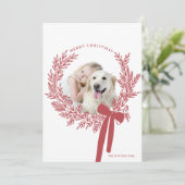 ほこりっぽい赤いクリスマスリースミニマル写真 シーズンカード (スタンド正面)