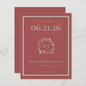 ほこりっぽい赤い果実と葉が日付を保存 (正面/裏面)