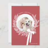 ほこりっぽい赤と白のクリスマスリースミニマル写真 シーズンカード (正面)