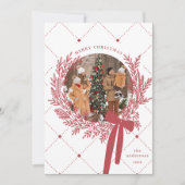 ほこりっぽい赤と白のクリスマスリース写真 シーズンカード (正面)