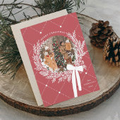 ほこりっぽい赤と白のクリスマスリース写真 シーズンカード