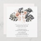 ほこりっぽい赤面バラクロスバプティスガール招待状 招待状 (正面/裏面)