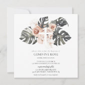 ほこりっぽい赤面バラクロスバプティスガール招待状 招待状 (正面)