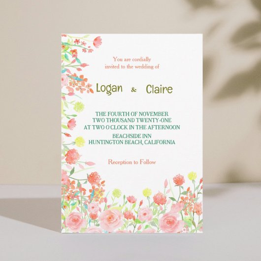 ほこりっぽい赤面バラボホフローラ結婚式招待状 招待状