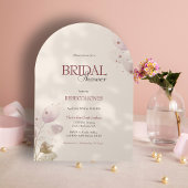 ほこりっぽい赤面ピンクフローラアーチフォトブライダルシャワー 招待状