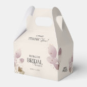 ほこりっぽい赤面ピンクフローラサンキューブライダルシャワー フェイバーボックス (正面サイド)