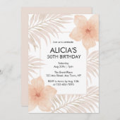 ほこりっぽい赤面フラワードライパームリーフボホ誕生日 招待状 (正面/裏面)