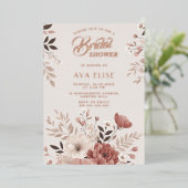 ほこりっぽい赤面フローラブライダルシャワー 箔招待状 (立ち正面)