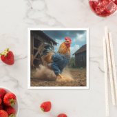 ほこりっぽい農場で雄鶏を突っ張る スタンダードカクテルナプキン (インサイチュ)