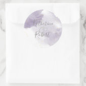 ほこりっぽい金ゴールドとパープル結婚のモノグラムのステッカー ラウンドシール (バッグ)