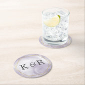 ほこりっぽい金ゴールドとパープル結婚ズ ラウンドペーパーコースター (インサイチュ)