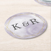 ほこりっぽい金ゴールドとパープル結婚ズ ラウンドペーパーコースター (アングル)