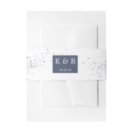 ほこりっぽい金ゴールドとブルー結婚ズ 招待状ベリーバンド