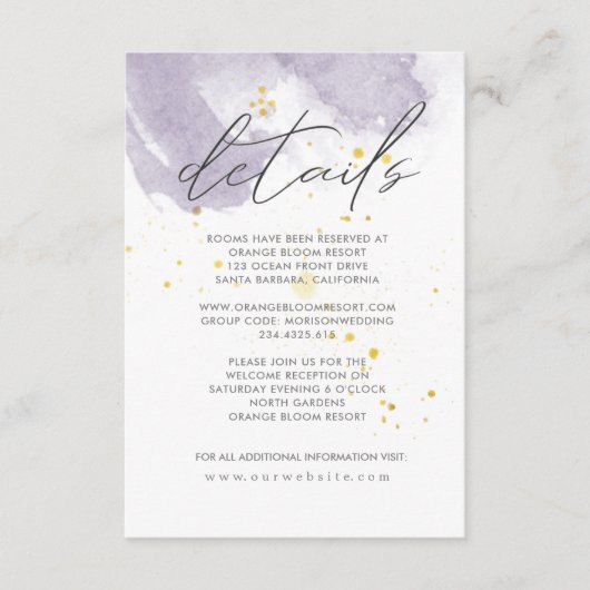 ほこりっぽい金ゴールドと紫の詳細エンクロージャカード エンクロージャーカード (正面)