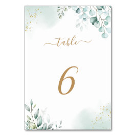 ほこりっぽい金ゴールド離れユーカリス・グリー結婚ズ テーブルナンバー