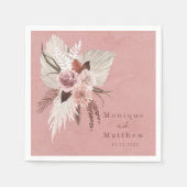 ほこりっぽい銅熱帯パンパスグラスシーサイド結婚ズ スタンダードカクテルナプキン (正面)