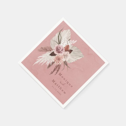 ほこりっぽい銅熱帯パンパスグラスシーサイド結婚ズ スタンダードカクテルナプキン (角)