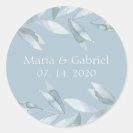 ほこりっぽい離れ青パーソナライズされた結婚 ラウンドシール