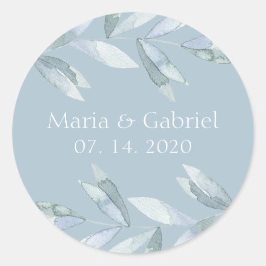 ほこりっぽい離れ青パーソナライズされた結婚 ラウンドシール (正面)